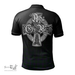 ScotsTee Shop Scottish Wood Clan Crest Tartan Polo Shirt Featuring Alba Gu Brath Scotland Forever and Ever Celtic Cross