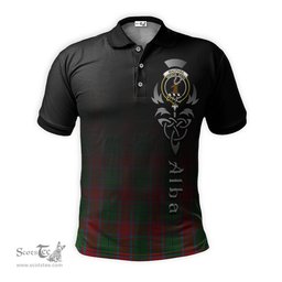 ScotsTee Shop Scottish MacPhail Blue Bands Clan Crest Tartan Polo Shirt Featuring Alba Gu Brath Scotland Forever and Ever Celtic Cross