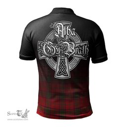 ScotsTee Shop Scottish Ross Modern Clan Crest Tartan Polo Shirt Featuring Alba Gu Brath Scotland Forever and Ever Celtic Cross
