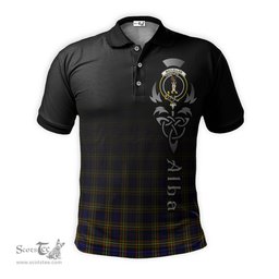 ScotsTee Shop Scottish MacLellan Modern Clan Crest Tartan Polo Shirt Featuring Alba Gu Brath Scotland Forever and Ever Celtic Cross