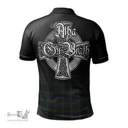 ScotsTee Shop Scottish MacLellan Ancient Clan Crest Tartan Polo Shirt Featuring Alba Gu Brath Scotland Forever and Ever Celtic Cross