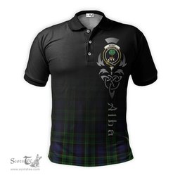 ScotsTee Shop Scottish Mowat Clan Crest Tartan Polo Shirt Featuring Alba Gu Brath Scotland Forever and Ever Celtic Cross