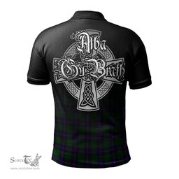ScotsTee Shop Scottish Shaw Modern Clan Crest Tartan Polo Shirt Featuring Alba Gu Brath Scotland Forever and Ever Celtic Cross