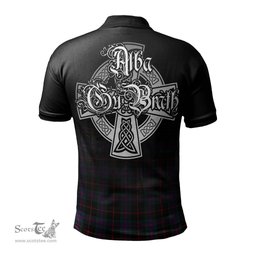 ScotsTee Shop Scottish Nairn Clan Crest Tartan Polo Shirt Featuring Alba Gu Brath Scotland Forever and Ever Celtic Cross
