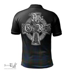ScotsTee Shop Scottish Stewart of Appin Hunting Ancient Clan Crest Tartan Polo Shirt Featuring Alba Gu Brath Scotland Forever and Ever Celtic Cross