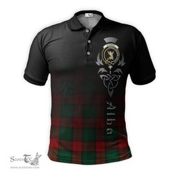 ScotsTee Shop Scottish Stewart Atholl Modern Clan Crest Tartan Polo Shirt Featuring Alba Gu Brath Scotland Forever and Ever Celtic Cross