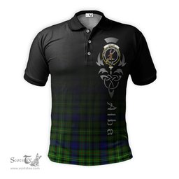 ScotsTee Shop Scottish Rollo Modern Clan Crest Tartan Polo Shirt Featuring Alba Gu Brath Scotland Forever and Ever Celtic Cross