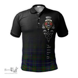ScotsTee Shop Scottish MacLeod of Harris Modern Clan Crest Tartan Polo Shirt Featuring Alba Gu Brath Scotland Forever and Ever Celtic Cross