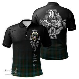 ScotsTee Shop Scottish Ross Hunting Clan Crest Tartan Polo Shirt Featuring Alba Gu Brath Scotland Forever and Ever Celtic Cross