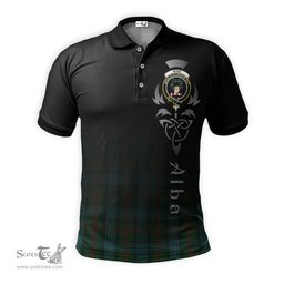 ScotsTee Shop Scottish Ross Hunting Clan Crest Tartan Polo Shirt Featuring Alba Gu Brath Scotland Forever and Ever Celtic Cross