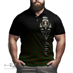 ScotsTee Shop Scottish Menzies Clan Crest Tartan Polo Shirt Featuring Alba Gu Brath Scotland Forever and Ever Celtic Cross