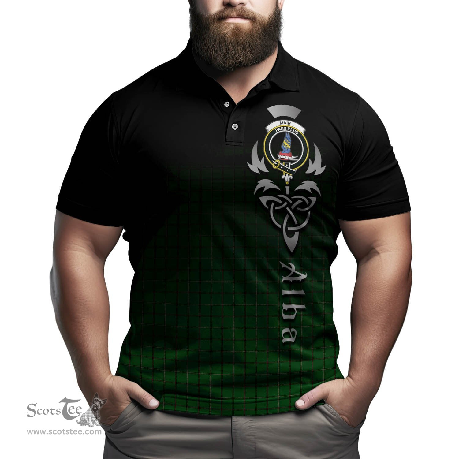 ScotsTee Shop Scottish Mar Tribe Clan Crest Tartan Polo Shirt Featuring Alba Gu Brath Scotland Forever and Ever Celtic Cross