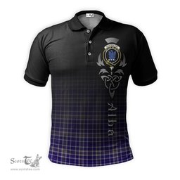 ScotsTee Shop Scottish Ochterlony Clan Crest Tartan Polo Shirt Featuring Alba Gu Brath Scotland Forever and Ever Celtic Cross