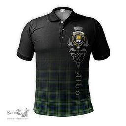 ScotsTee Shop Scottish Purves Clan Crest Tartan Polo Shirt Featuring Alba Gu Brath Scotland Forever and Ever Celtic Cross