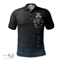 ScotsTee Shop Scottish Sandilands Clan Crest Tartan Polo Shirt Featuring Alba Gu Brath Scotland Forever and Ever Celtic Cross