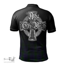 ScotsTee Shop Scottish Strachan Clan Crest Tartan Polo Shirt Featuring Alba Gu Brath Scotland Forever and Ever Celtic Cross
