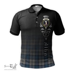 ScotsTee Shop Scottish Napier Modern Clan Crest Tartan Polo Shirt Featuring Alba Gu Brath Scotland Forever and Ever Celtic Cross