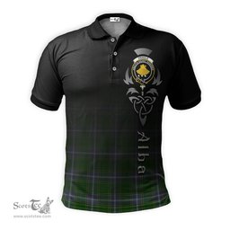 ScotsTee Shop Scottish Pringle Clan Crest Tartan Polo Shirt Featuring Alba Gu Brath Scotland Forever and Ever Celtic Cross