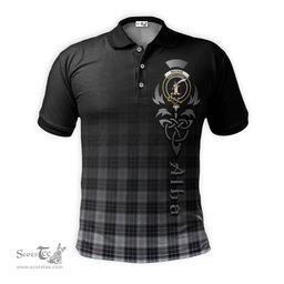 ScotsTee Shop Scottish MacRae Dress Modern Clan Crest Tartan Polo Shirt Featuring Alba Gu Brath Scotland Forever and Ever Celtic Cross