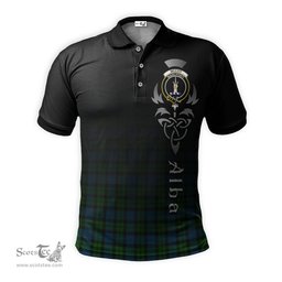ScotsTee Shop Scottish McCoy Clan Crest Tartan Polo Shirt Featuring Alba Gu Brath Scotland Forever and Ever Celtic Cross