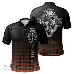 ScotsTee Shop Scottish Stewart Royal Ancient Clan Crest Tartan Polo Shirt Featuring Alba Gu Brath Scotland Forever and Ever Celtic Cross