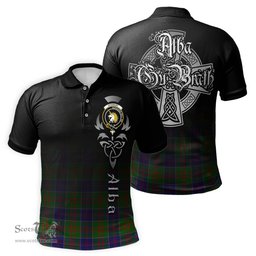 ScotsTee Shop Scottish Stewart of Appin Hunting Modern Clan Crest Tartan Polo Shirt Featuring Alba Gu Brath Scotland Forever and Ever Celtic Cross
