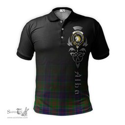 ScotsTee Shop Scottish Stewart of Appin Hunting Modern Clan Crest Tartan Polo Shirt Featuring Alba Gu Brath Scotland Forever and Ever Celtic Cross