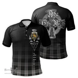 ScotsTee Shop Scottish MacPherson Dress Clan Crest Tartan Polo Shirt Featuring Alba Gu Brath Scotland Forever and Ever Celtic Cross