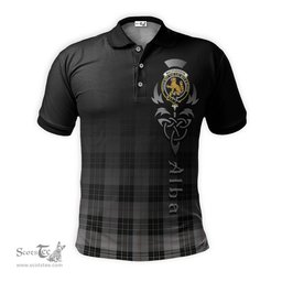 ScotsTee Shop Scottish MacPherson Dress Clan Crest Tartan Polo Shirt Featuring Alba Gu Brath Scotland Forever and Ever Celtic Cross