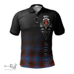 ScotsTee Shop Scottish Pentland Clan Crest Tartan Polo Shirt Featuring Alba Gu Brath Scotland Forever and Ever Celtic Cross