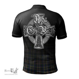 ScotsTee Shop Scottish Scott Green Modern Clan Crest Tartan Polo Shirt Featuring Alba Gu Brath Scotland Forever and Ever Celtic Cross