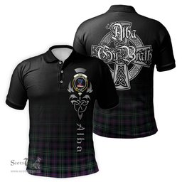ScotsTee Shop Scottish Rose Hunting Modern Clan Crest Tartan Polo Shirt Featuring Alba Gu Brath Scotland Forever and Ever Celtic Cross