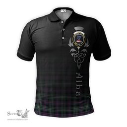 ScotsTee Shop Scottish Rose Hunting Modern Clan Crest Tartan Polo Shirt Featuring Alba Gu Brath Scotland Forever and Ever Celtic Cross