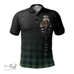 ScotsTee Shop Scottish Spottiswood Clan Crest Tartan Polo Shirt Featuring Alba Gu Brath Scotland Forever and Ever Celtic Cross