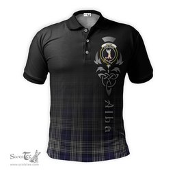 ScotsTee Shop Scottish Napier Clan Crest Tartan Polo Shirt Featuring Alba Gu Brath Scotland Forever and Ever Celtic Cross