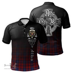 ScotsTee Shop Scottish Wishart Dress Clan Crest Tartan Polo Shirt Featuring Alba Gu Brath Scotland Forever and Ever Celtic Cross