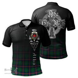 ScotsTee Shop Scottish Young Modern Clan Crest Tartan Polo Shirt Featuring Alba Gu Brath Scotland Forever and Ever Celtic Cross