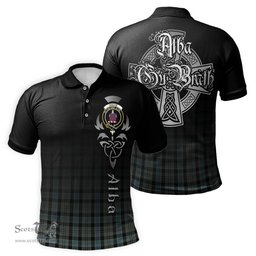ScotsTee Shop Scottish Ogilvie (Ogilvy) Hunting Clan Crest Tartan Polo Shirt Featuring Alba Gu Brath Scotland Forever and Ever Celtic Cross