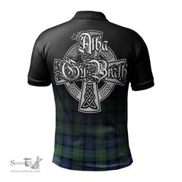 ScotsTee Shop Scottish Sutherland Ancient Clan Crest Tartan Polo Shirt Featuring Alba Gu Brath Scotland Forever and Ever Celtic Cross