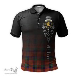 ScotsTee Shop Scottish Nicolson Ancient Clan Crest Tartan Polo Shirt Featuring Alba Gu Brath Scotland Forever and Ever Celtic Cross