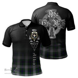 ScotsTee Shop Scottish Murray of Atholl Dress Clan Crest Tartan Polo Shirt Featuring Alba Gu Brath Scotland Forever and Ever Celtic Cross