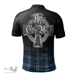ScotsTee Shop Scottish Roberton Clan Crest Tartan Polo Shirt Featuring Alba Gu Brath Scotland Forever and Ever Celtic Cross