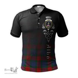 ScotsTee Shop Scottish Mar Clan Crest Tartan Polo Shirt Featuring Alba Gu Brath Scotland Forever and Ever Celtic Cross