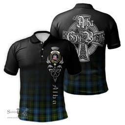 ScotsTee Shop Scottish MacNeil of Barra Clan Crest Tartan Polo Shirt Featuring Alba Gu Brath Scotland Forever and Ever Celtic Cross