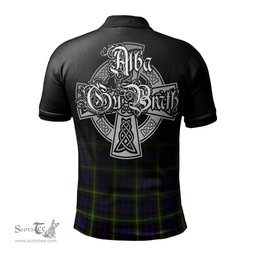 ScotsTee Shop Scottish Watson Modern Clan Crest Tartan Polo Shirt Featuring Alba Gu Brath Scotland Forever and Ever Celtic Cross