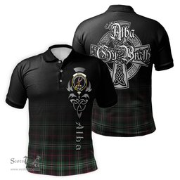 ScotsTee Shop Scottish Rollo Hunting Clan Crest Tartan Polo Shirt Featuring Alba Gu Brath Scotland Forever and Ever Celtic Cross