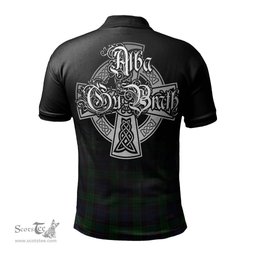 ScotsTee Shop Scottish Stewart Old Clan Crest Tartan Polo Shirt Featuring Alba Gu Brath Scotland Forever and Ever Celtic Cross