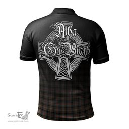 ScotsTee Shop Scottish Sutherland Weathered Clan Crest Tartan Polo Shirt Featuring Alba Gu Brath Scotland Forever and Ever Celtic Cross