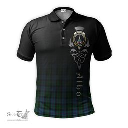 ScotsTee Shop Scottish Morrison Society Clan Crest Tartan Polo Shirt Featuring Alba Gu Brath Scotland Forever and Ever Celtic Cross