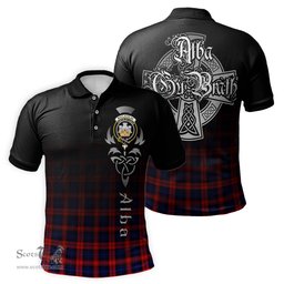 ScotsTee Shop Scottish MacLachlan Modern Clan Crest Tartan Polo Shirt Featuring Alba Gu Brath Scotland Forever and Ever Celtic Cross